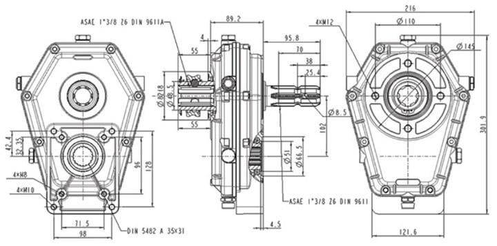 Hydraulic Pump Gearbox Femail Input for Group3 Pump