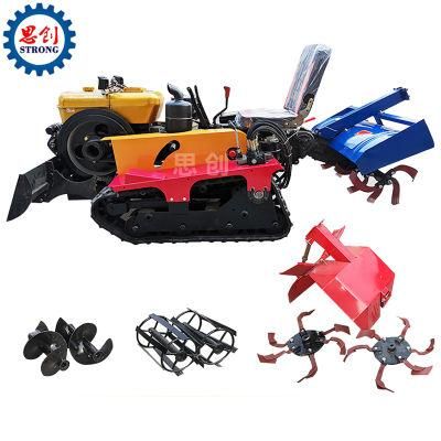 Crawler Micro Rotary Tiller Cultivator Mini Crawler Tractor with Track