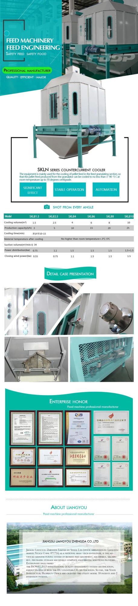 Animal Feed Pellet Counter Flow Cooler Cooling Machine Feed Machinery