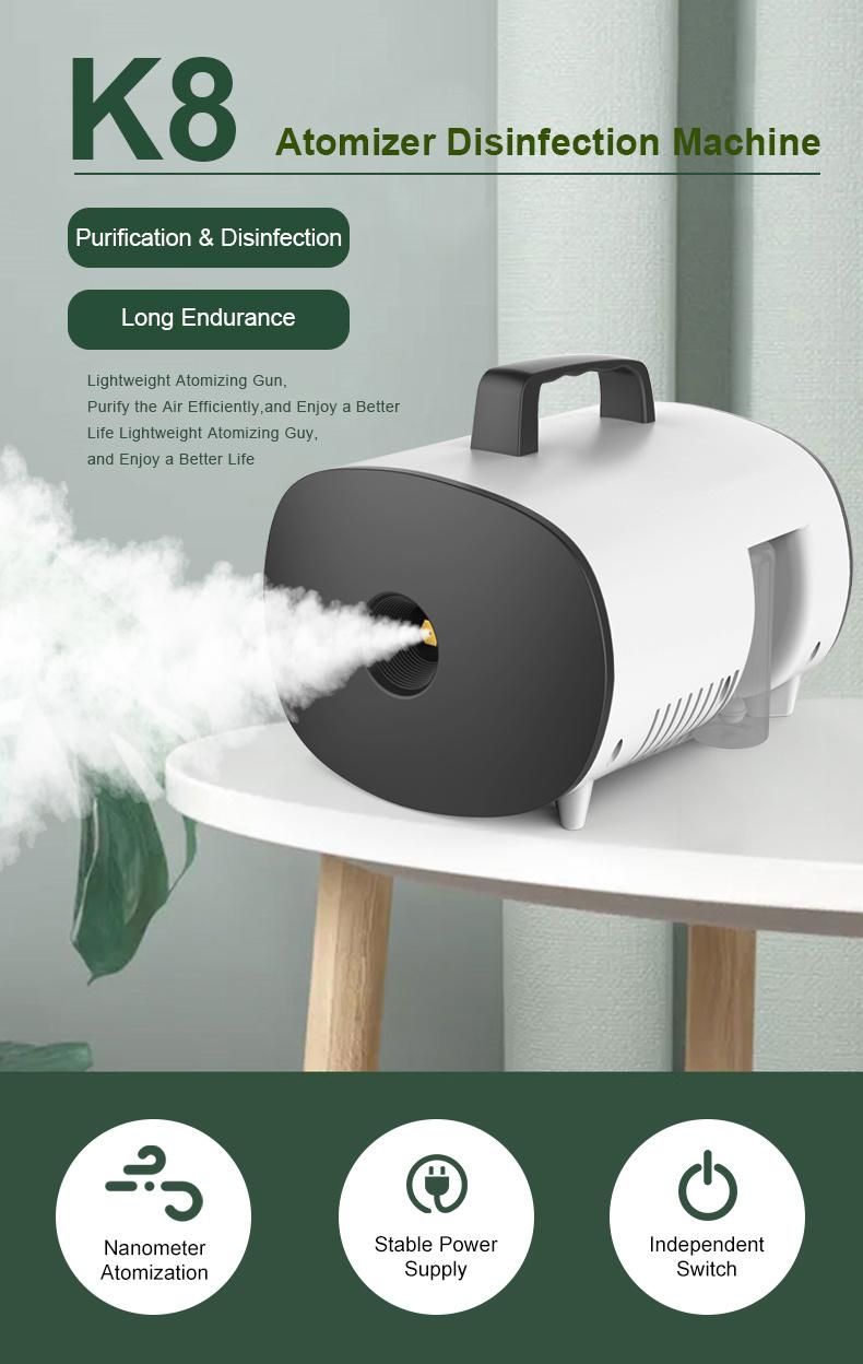 Small Size Factory Price Atomization Sterilizer K8 Smoke Fog Machine Disinfection Spray Machine for Room Office Car