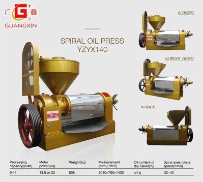 Yzyx140 Peanut Spiral Oil Pressing Machine