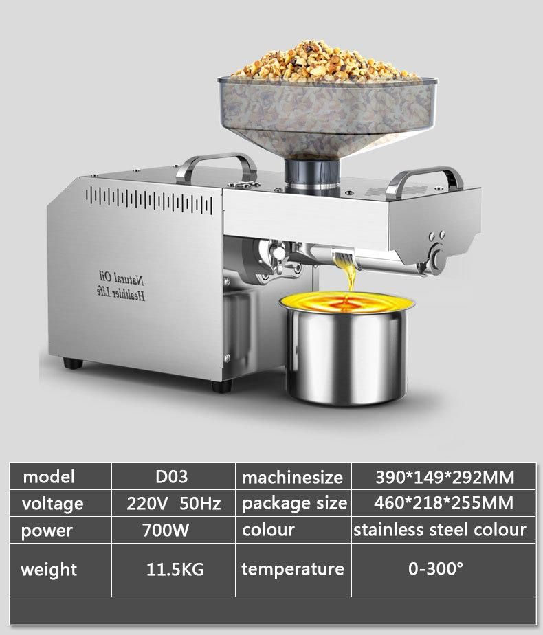 700W Automatic Stainless Steel Extractor Machine Expeller Oil Press Machine