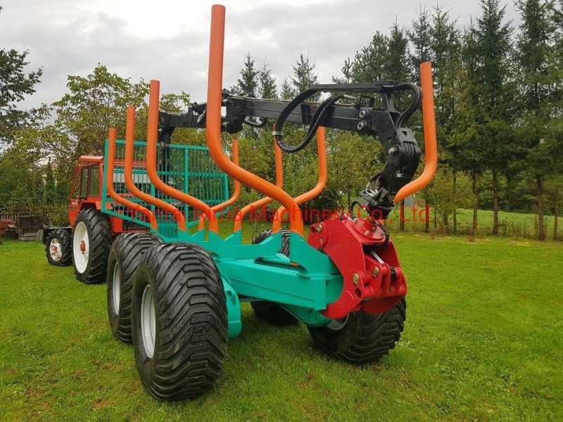 6ton Farm Trailer with Timber Crane for Tractor