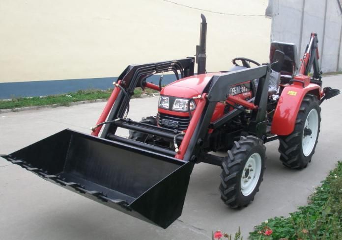 Red Mini Farm Tractor with Front End Loader Use in Garden/Field/Greenhouse