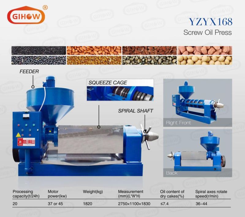 Top Selling 20tpd Sunflower Oil Press Machine (YZYX 168)