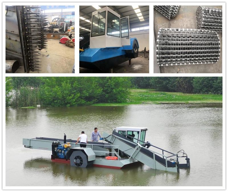 Automatic Aquatic Weed Harvester Water Pontoon Boat for River Cleaning Works