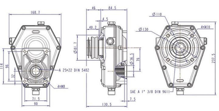 Pto Gearbox Km6004-5A Female Shaft Quick Release