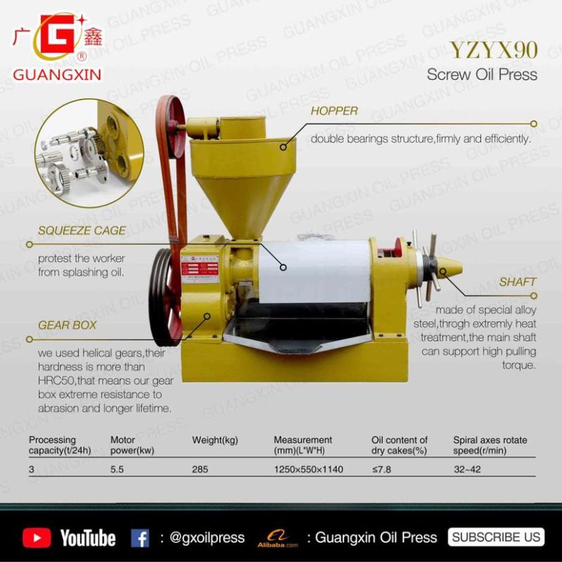 High Capacity Animal Fat Oil Extraction Industrial Sunflower/Soybean Oil Press Machine
