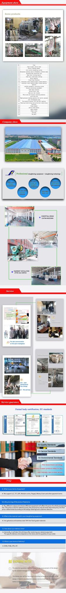 Ce Certification 380V/220V Cattle Hala/Kosher Galvanizing/Steel Slaughtering Equipment