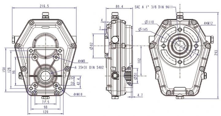 Hydraulic Gearbox Km7003 for Tractor Log Splitter