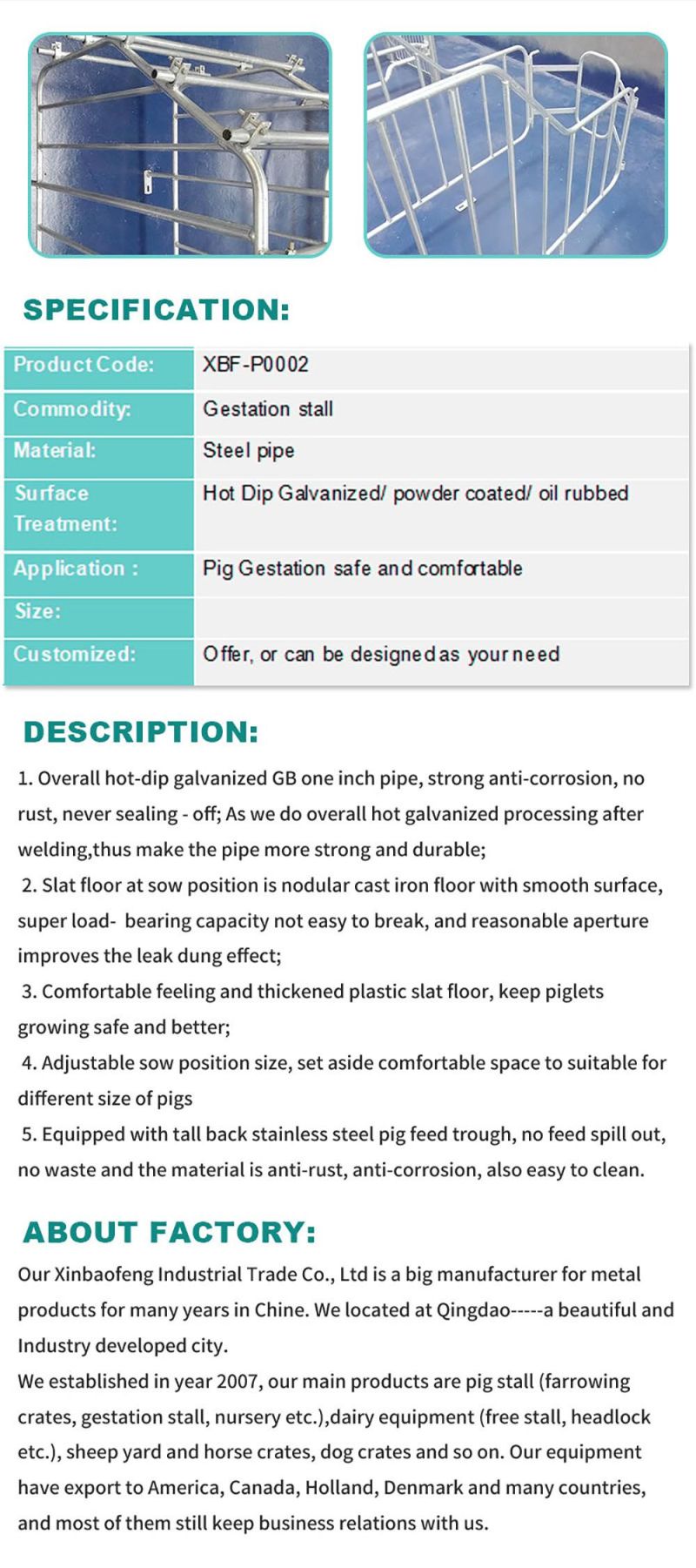 Sow Stall/Gestation Stall for Sale