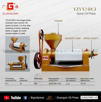 Sunflower Seeds Oil Press/Peanuts Oil Expeller Guangxin Yzyx140cj