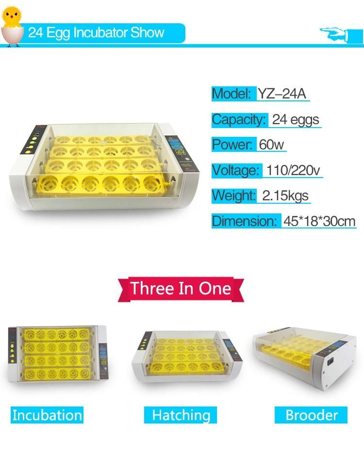 98% Hatching Rate Yz-24A Automatic Mini Chicken Hatchery Machine Egg Incubator