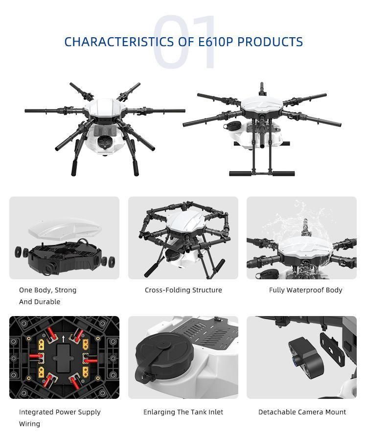 China Manufacturer Wholesale Drone Agriculture Sprayer E610p Six Axis Frame