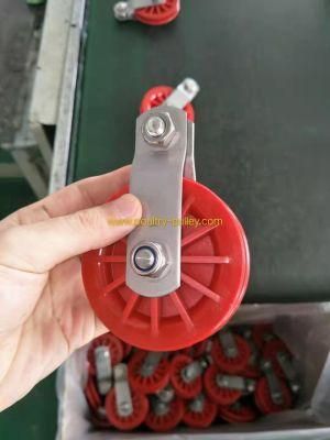 Pulley 3-1/2&quot; Cast Iron with Eye Bolt, Red.