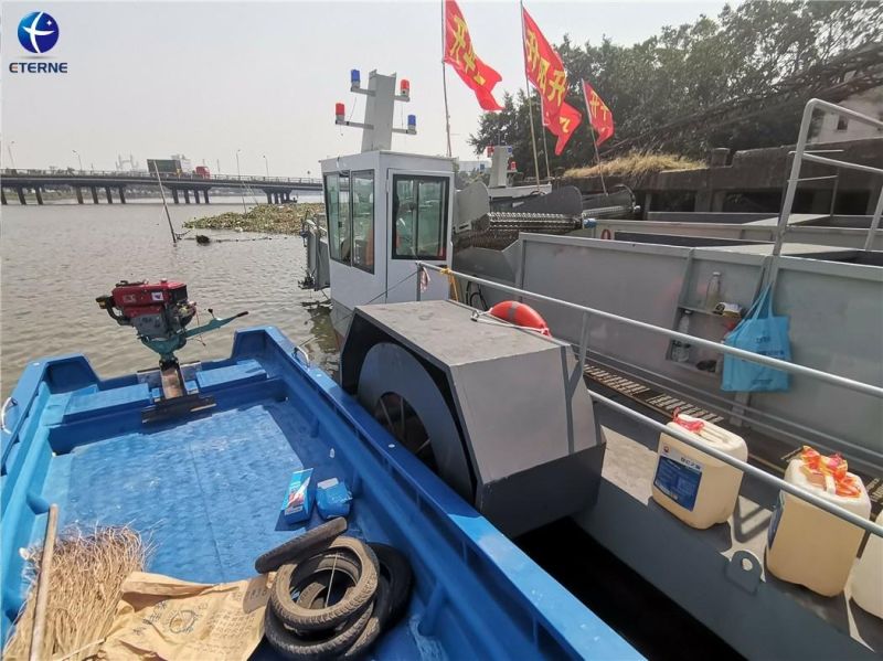 Paddle Wheel Full Automatic Aquatic Weed Harvester Water Hyacinth Salvage Vessel