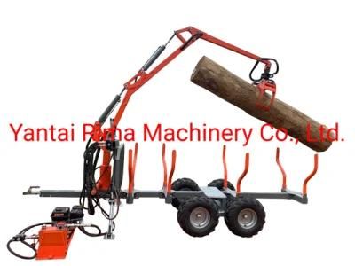 CE Certificate High Quality Log Loading Trailer with Crane