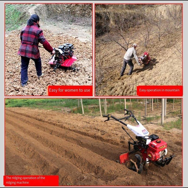 Micro Tiller, Small Ripper, Rotary Ridge Garden Easy Weeding Mini Hand Ditching Diesel Gasoline Engine Multi-Function