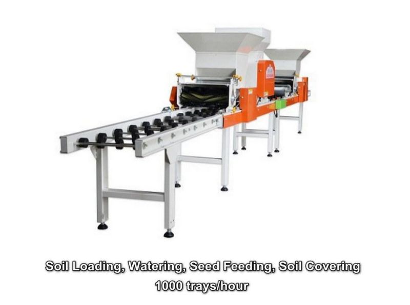 Paddy Rice Seedling Seeder Machine for Thick Plastic Nursery Plate Trays Seeding