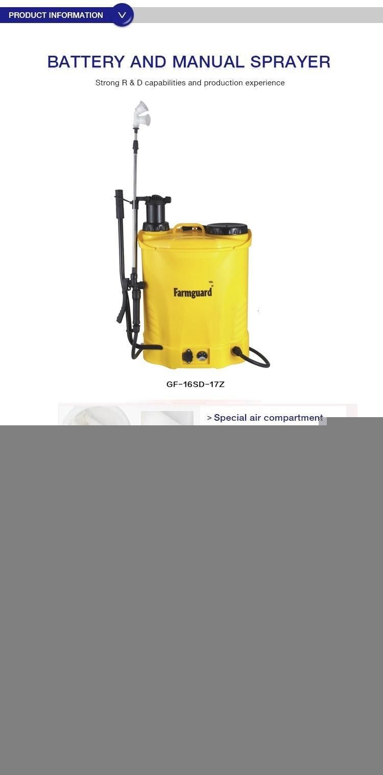18L 20L 12 Volt Agriculture 2 in 1 Electric Hand Knapsack Sprayer Pump GF-16SD-18z
