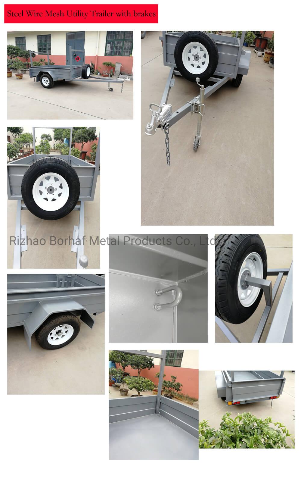 Steel Utility Cage Trailer Single Axle Trailer with Brakes for Transport
