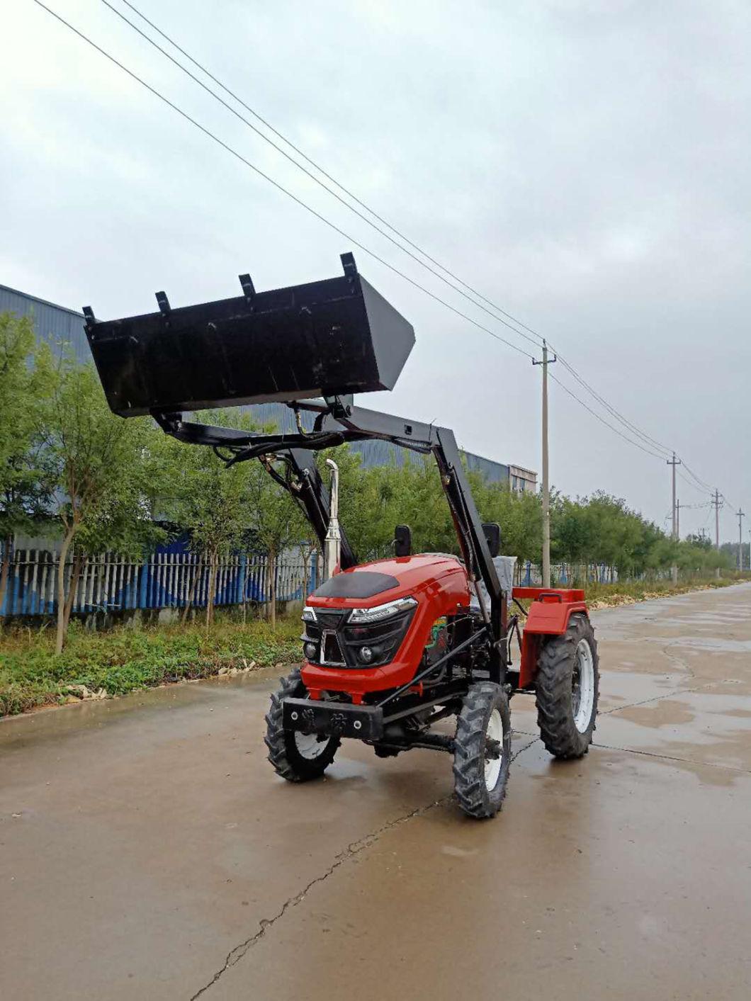 China Tractor Dropshipping No Price Difference Red Farm Tractors with Front End Loader and Rotary Tiller