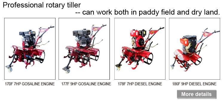 Safe High Efficient Gasoline Diesel Engine Mini Rotary Tiller Plough Cultivator