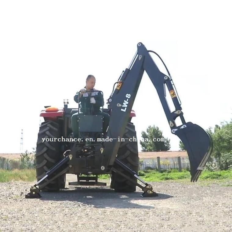 Africa Hot Selling Agricultural Machinery Lw-8 50-90HP Tractor Hitch Pto Drive Loader Excavator Backhoe for Trench Opening Made in China