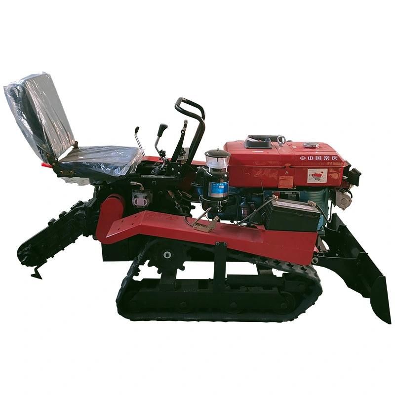 Crawler-Type Micro Tiller Paddy Field Small Four-Wheel Drive Greenhouse Field Woodland Ditching Sowing Agricultural Rotary Tiller