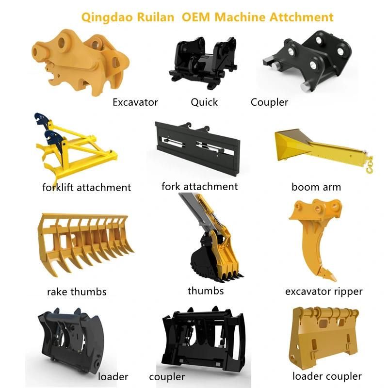 Qingdao Ruilan Customize Compact Tractor Pallet Forks Log Fork Grapple Fork for Loader Tractor Excavator