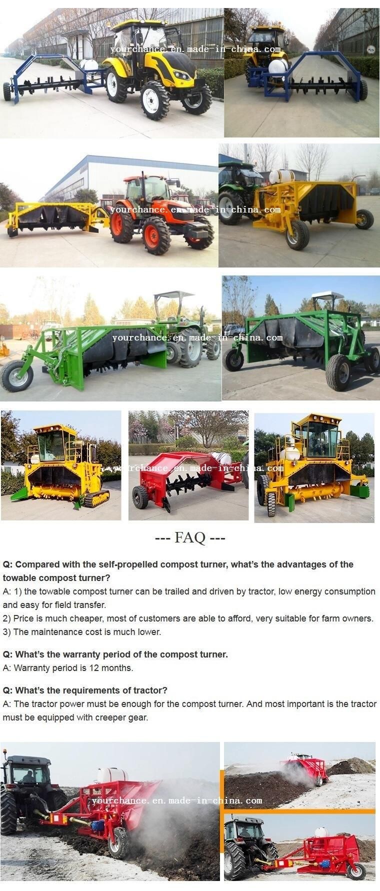 Switzerland Hot Selling Manure Processing Machine Zfq350 3.5m Width Towable Organic Fertilizer Compost Windrow Turner for 120-240HP Wheel Tractor