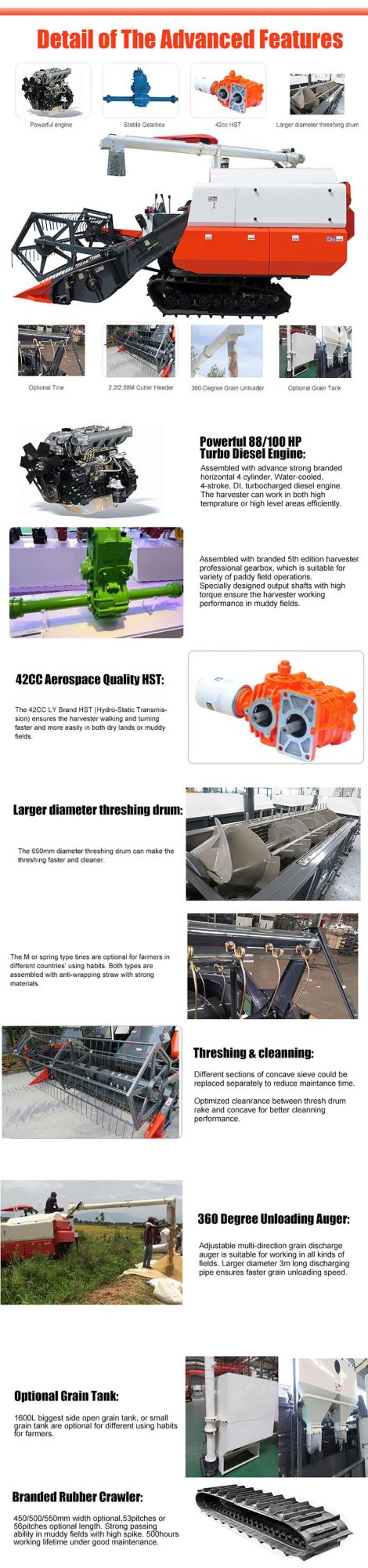 Nice Price of Rice Wheat Rice Harvester Farming Machines