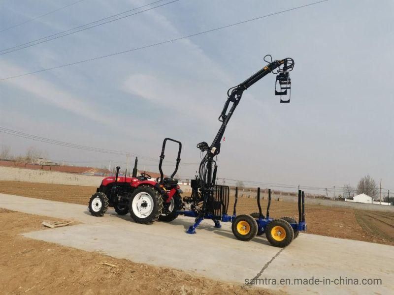 Forestry Machinery Tractor Trailer Timber Trailer with Crane