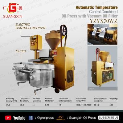 50kg/H Sunflower Oil Press Yzyx70wz Presse Huile Guangxin Oil Making Machine