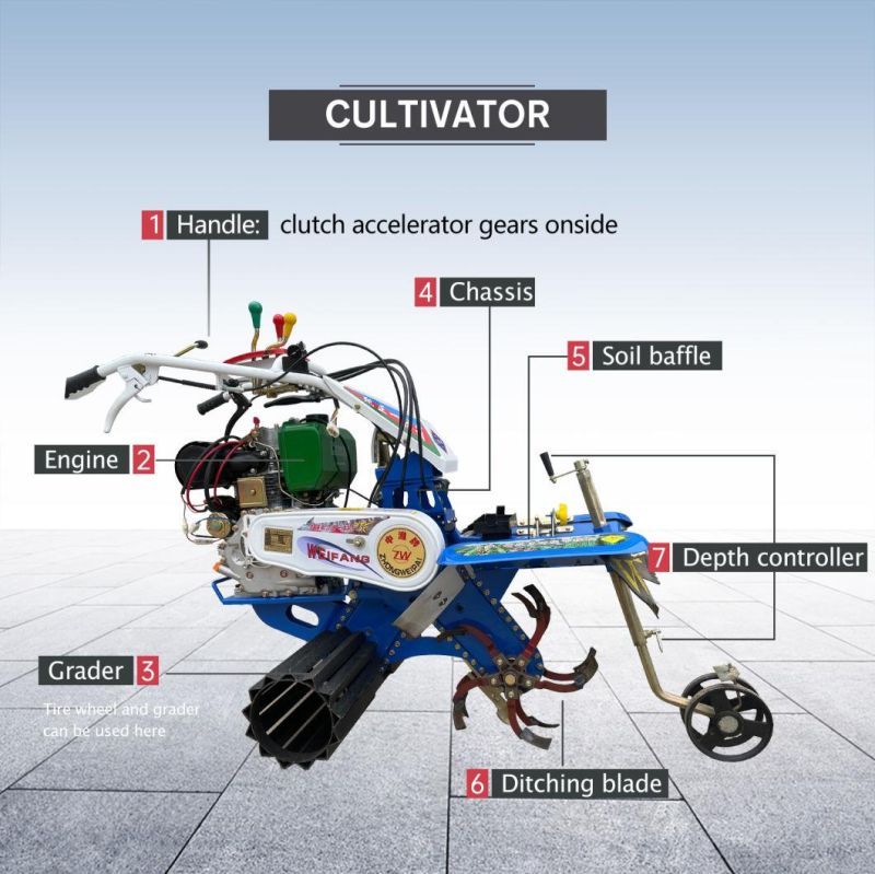 Ridging Cultivator Full Gear Gasoline Agricultural Ridger Machine Power Tiller for Potato Ginger