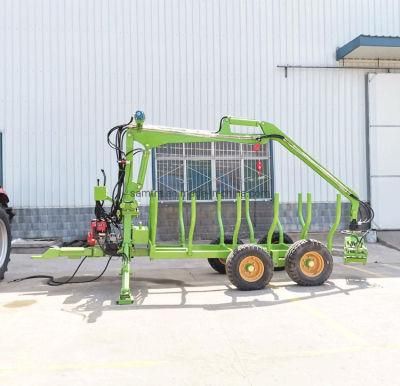 Forestry Tractor Trailer Wood Log Timber Loader Trailer with Crane