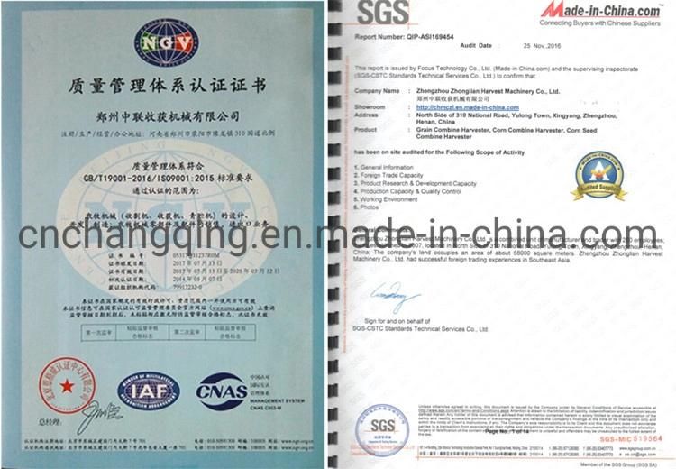 Agricultural Farm Wheel Combinecorn Harvester with CE Certification