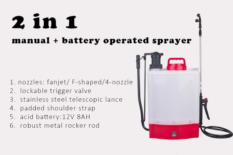 16L 2 in 1 Agricultural Electric Lead-Acid Battery Chemical Resistant Pesticide Weedicide Knapsack Sprayer