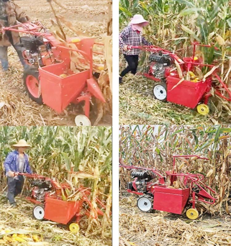 Small Wheel Type gasoline Corn Picking Machine One Row Maize Harvester for Sale