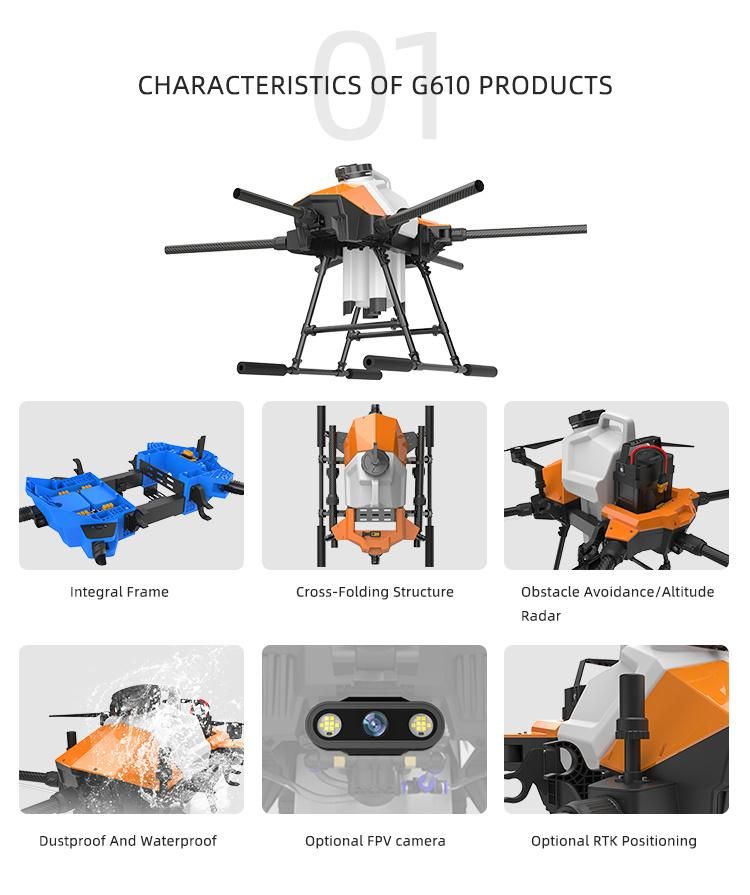 G610 Six-Axis Folding Frame Quick Plug-in 10kg Water Tank Agricultural Spray Drone Frame