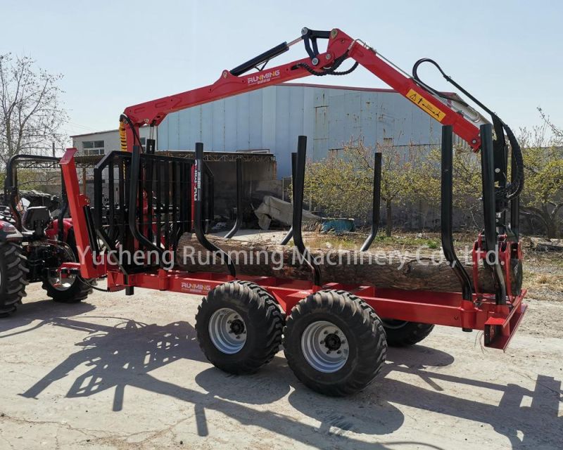 Forestry Machinery Equipment Logging Trailer with Grapple Crane for Sale