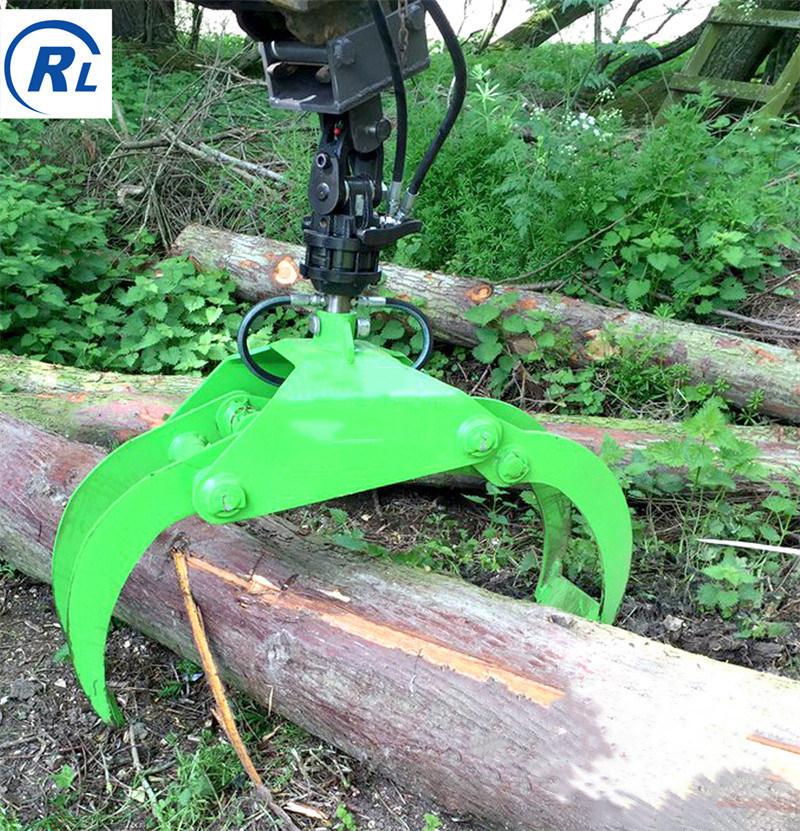 Qingdao Ruilan OEM Forestry Timber Grapple Grab with Rotator and Quick-Hitch, The Heavy Duty Grapple Grab, Loader Grab
