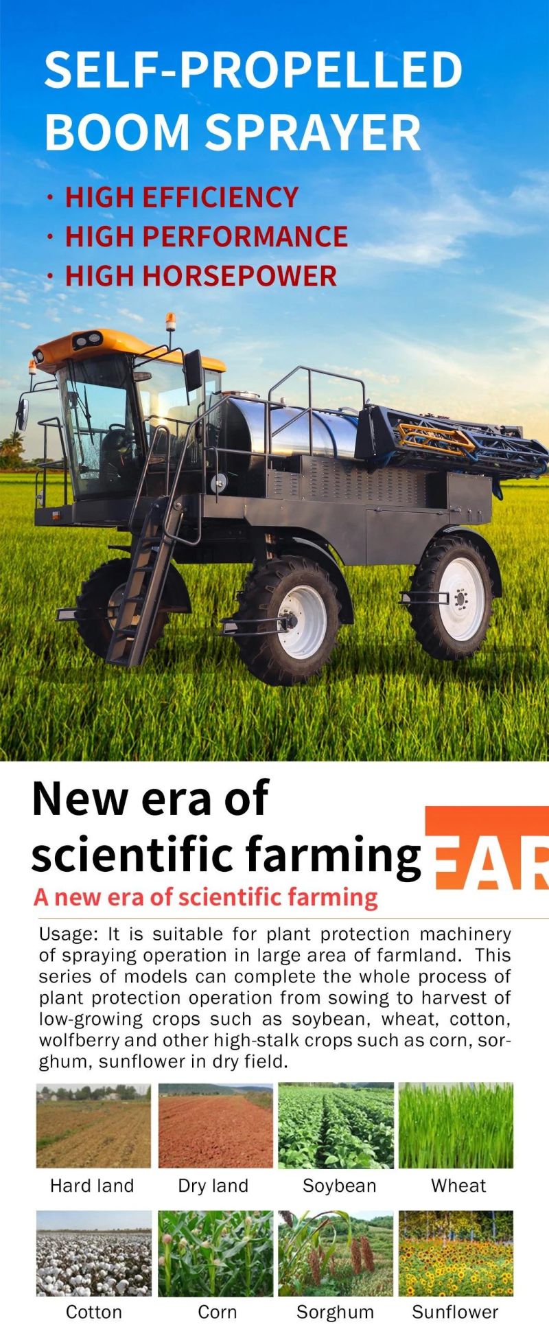 Self Propelled Boom Machinery Agriculture Drone Hand Corn Garden Machine Agricultural Sprayer