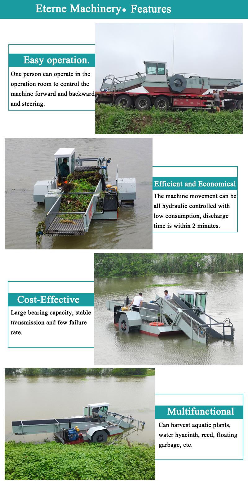 Et Hyacinth Reed Cutter Cutting Ship /Rubbish Collection Cleaning Boat Vessel Trash Skimmer Water Clean Machine in Lake River Dam Aquatic Weed Harvester